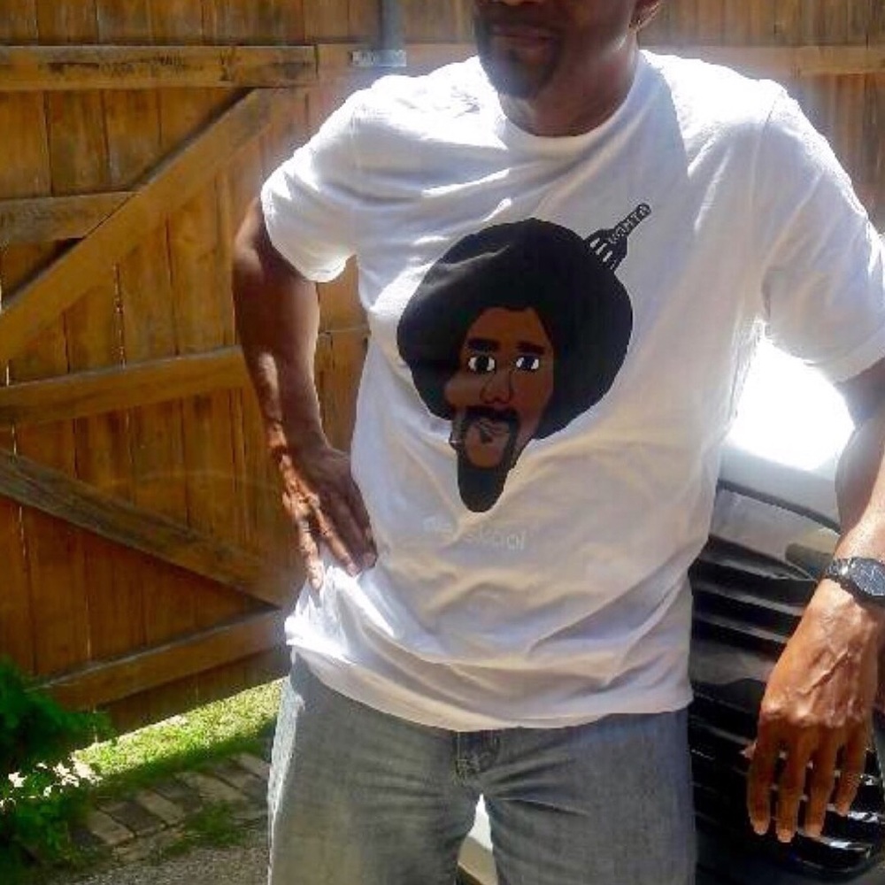 New Graphic white afro tshirt for men, canvas tee.